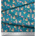 thumbnail image 2 of Soimoi Blue polyester Crepe Fabric Balloon & Teddy Bear Kids Print Sewing Fabric Yard 52 Inch Wide, 2 of 3