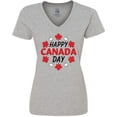 thumbnail image 3 of Inktastic Happy Canada Day- maple leaf circle Women's V-Neck T-Shirt, 3 of 5