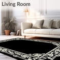 thumbnail image 2 of ODIKA 6' x 9' Machine Washable Non-Slip Area Rug, Baroque Rose High Traffic Rug, Black, 461908, 2 of 7