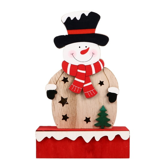 1pc Christmas Wood Luminous Decorative Lamp Cabinet Adornment (without Battery)
