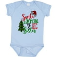 thumbnail image 3 of Inktastic Santa is Promoting Me to Big Sister Green Plaid Tree Girls Baby Bodysuit, 3 of 5