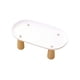 thumbnail image 2 of Soporte para comedero de gato con patas de madera resistentes, antivómitos, para mascotas. Blanco 24cmx13cm, 2 of 9