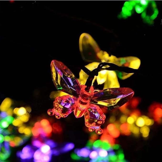 Butterfly String Lights, 5m 20LED Outdoor Solar Powered String Light 8Mode Indoor for Garden Home Wedding Party Christmas Lighting Decoration