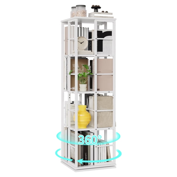 Estantería giratoria de 4 niveles para oficina - Librero esquinero 360° - Metal duradero, diseño anticaída y gran capacidad, ideal para espacios reducidos - Adecuada para sala, dormitorio u oficina