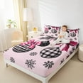 thumbnail image 4 of Manfei Merry Christmas Twin Sheet Sets for Kids, Plaid Ball Twin Fitted Sheet, Cartoon Princess Style Flat Sheet, Luxury Bedroom Decor, 3 Pieces, 4 of 7