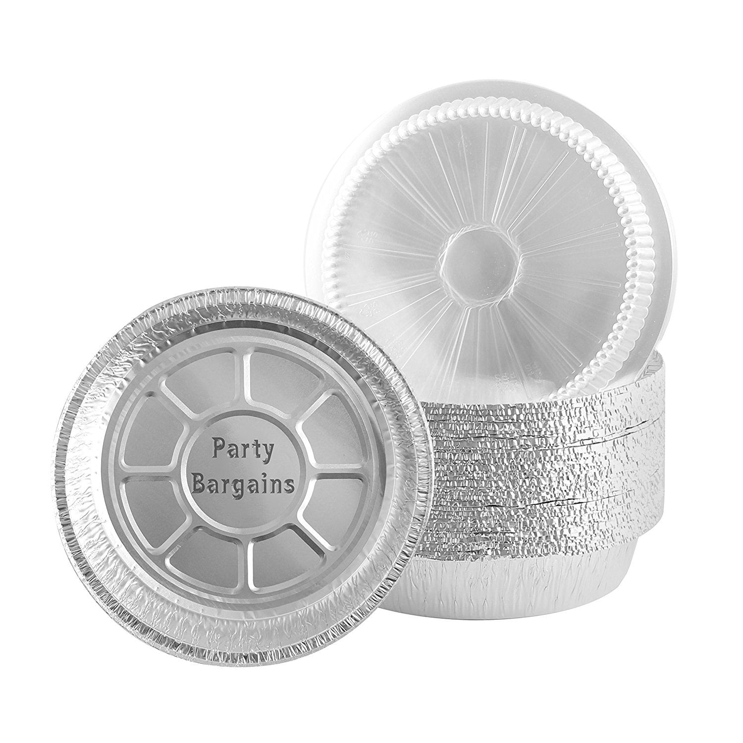 Impresserve Round Disposable Aluminum Foil Pans with Clear Plastic Lids Strong & Durable