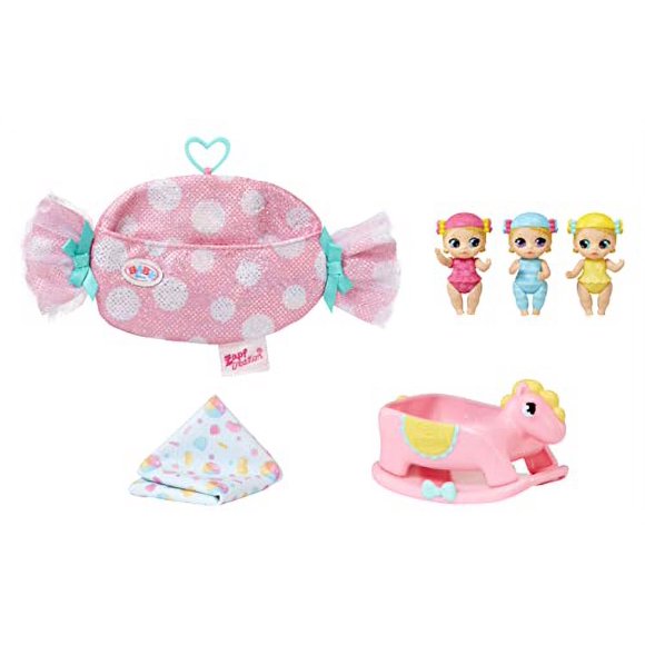 Baby Born Surprise Mini Série Bébés 5 2.25 Pieds' - Déballez Surprise Twins Ou Triplés Poupées de Collection avec Emmaillotage Doux, Couverture, Cheval à Bascule, 3+ (918803))