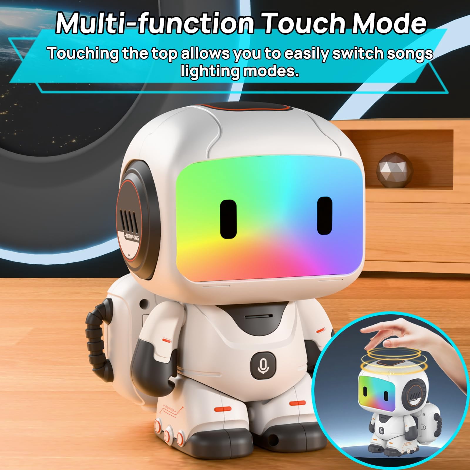 Aezusy RC Robot Toys for Kids, Programming Remote Control Robots with Walking Sliding Recording Music & LED Lights, STEM Educational Interactive Toy Gift for Boys Girls Ages 3-8, Gray