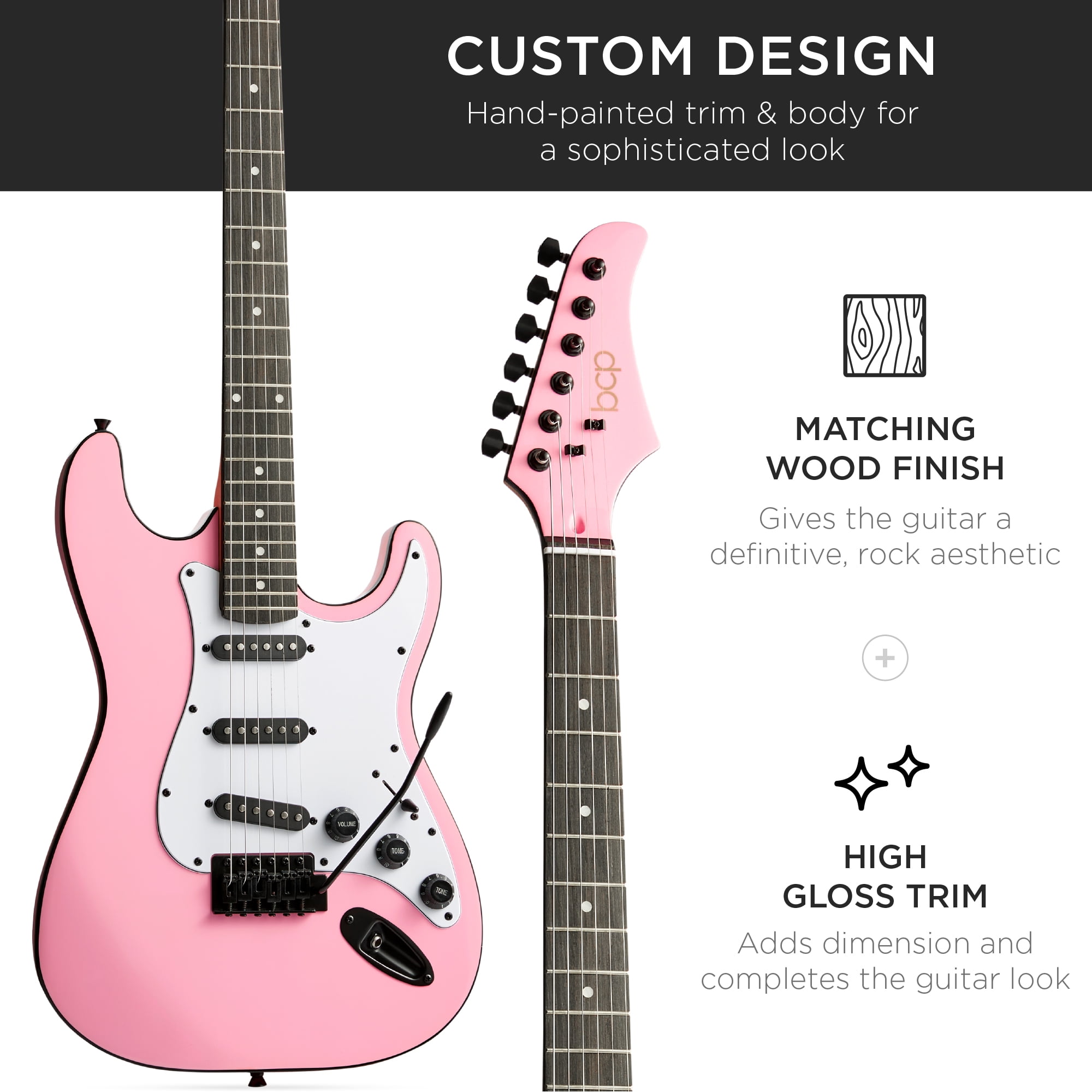 Best Choice Products 39in Full Size Beginner Electric Guitar Kit with Case, Strap, Amp, Whammy Bar - Pink Best Choice Products 39in Full Size Beginner Electric Guitar Kit with Case, Strap, Amp, Whammy Bar - Pink