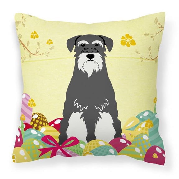 Carolines Treasures BB6033PW1818 Easter Eggs Standard Schnauzer Salt & Pepper Fabric Decorative Pillow
