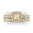 thumbnail image 2 of 2.01 ct Brilliant Princess Cut Natural Morganite 18K Yellow Gold Halo Solitaire with Accents Engagement Bridal Wedding Ring Band Set size 6, 2 of 7