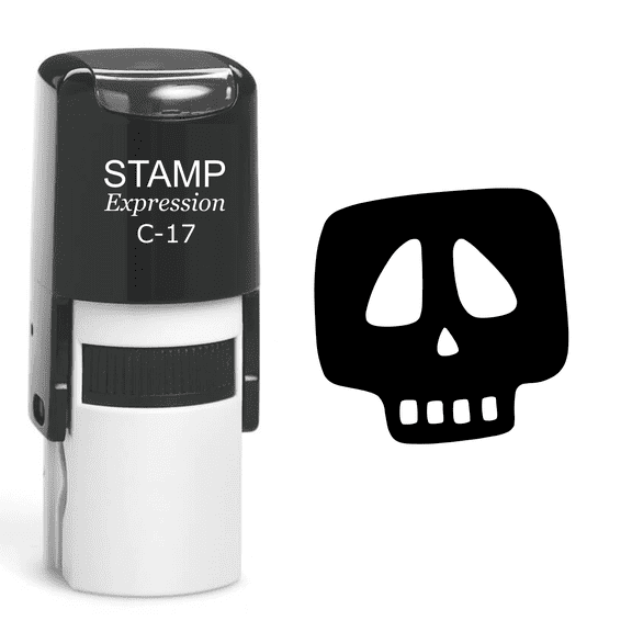 stampexpression - Skull Self Inking Rubber Stamp - Black Ink (A-60472)
