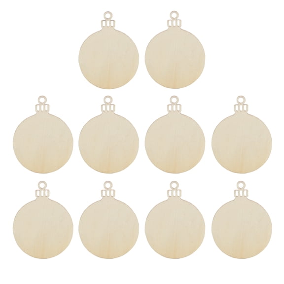 Omeite 10pcs Wooden Round Bauble Hanging Christmas Tree Blank Decorations Gift Tag Shapes