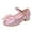 Pink, variant on Caqnni Girls Glitter Dress Shoes Low Heel Princess Flats for Kids Toddler Flower Wedding Party Shoes (Pink,25)