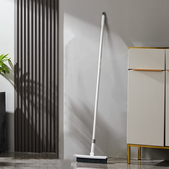 Bilqis Floor Scrub Brush with Long Handle, 2 in 1 Scrape and Brush Stiff Bristles, Shower Scrubber Cleaner, for Cleaning Baseboards Tile Floors Bathroom Wall