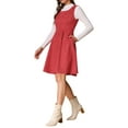 thumbnail image 4 of Vestido Pinafore INSPIRE CHIC sin mangas para mujer, vestido casual vintage de camiseta de ante sintético, L rojo, 4 of 6