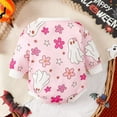 thumbnail image 3 of SILVERCELL Halloween Children's Clothing Autumn Baby Girl Pumpkin or Ghost Print Long Sleeved Triangle Jumpsuit 0-18M, 3 of 6