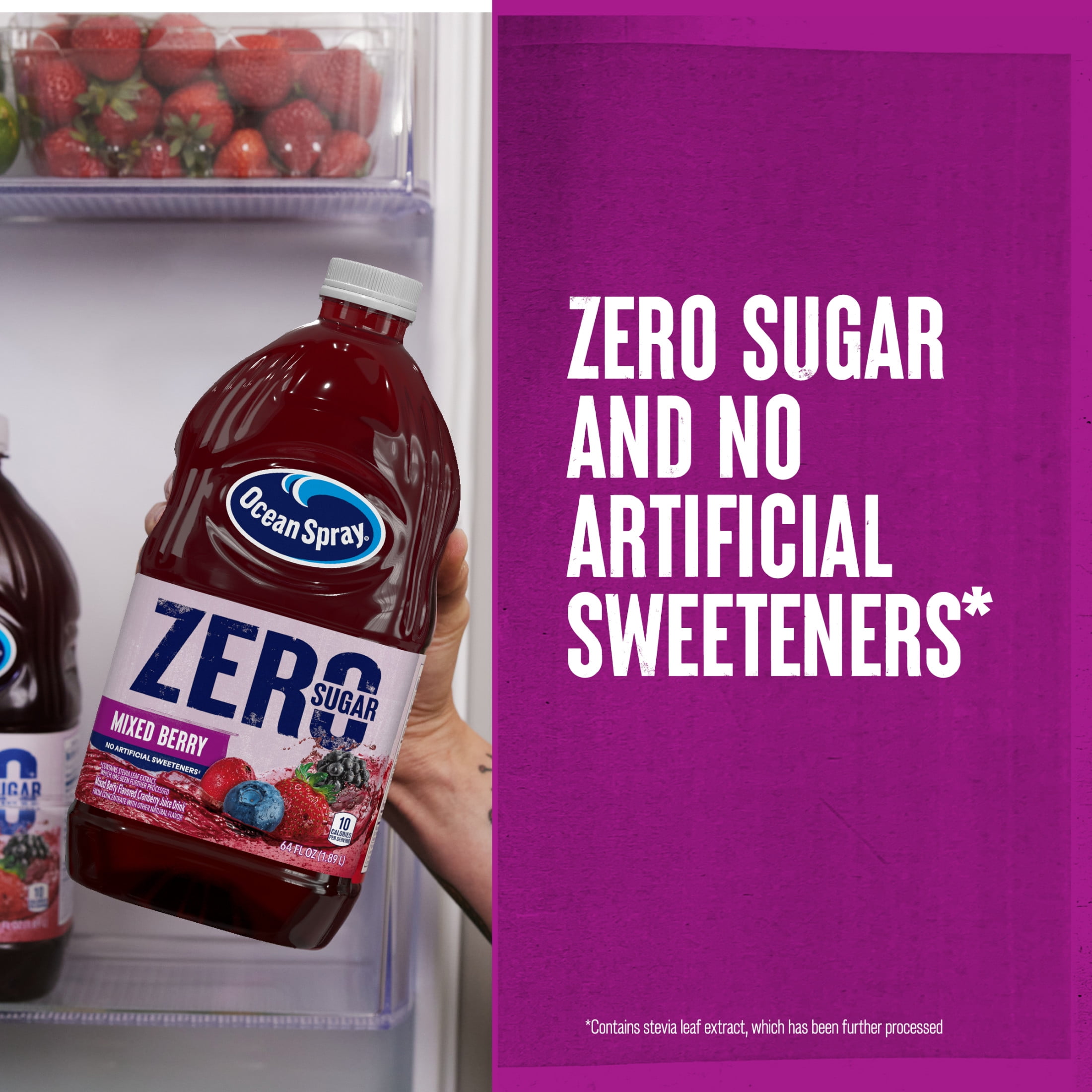 (8 pack) Ocean Spray® ZERO Sugar Mixed Berry Juice Drink, 64 fl oz Bottle