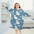 thumbnail image 5 of Dailycode Wearable Blanket Hoodie Oversized Sherpa Flannel Blankets with Pocket for 3-14 Year Old Cartoon Sheep Stars Clouds, 5 of 7