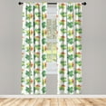 thumbnail image 3 of Ambesonne Autumn Curtains, Natural Maple Leafs Art, Pair of 28"x63", Fern Green and Cinnamon, 3 of 5
