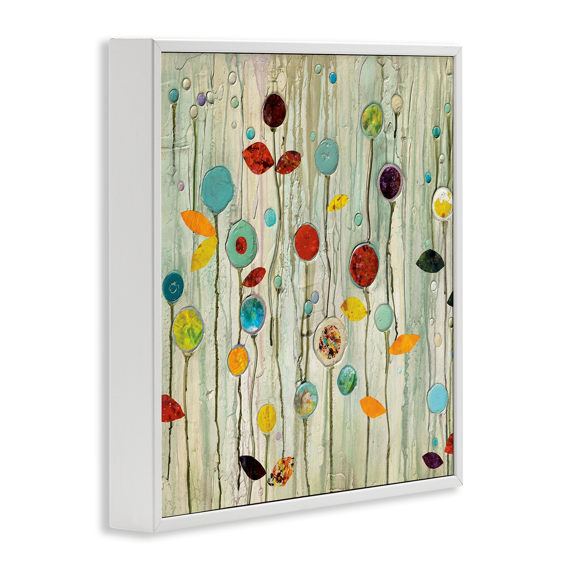 Stupell Industries Abstract Whimsical Floral Scene Botanical & Floral Painting White Framed Art Print Wall Art, 17 x 17