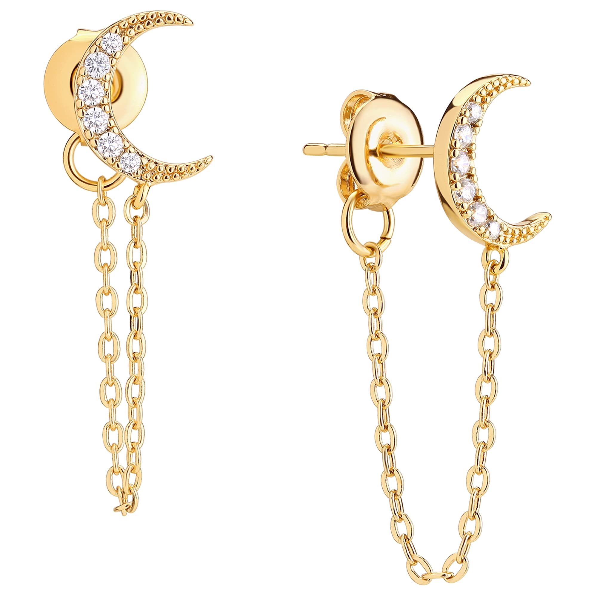 Minimalist Small Crescent Moon Gold Stud Earrings Hypoallergenic for Men Women