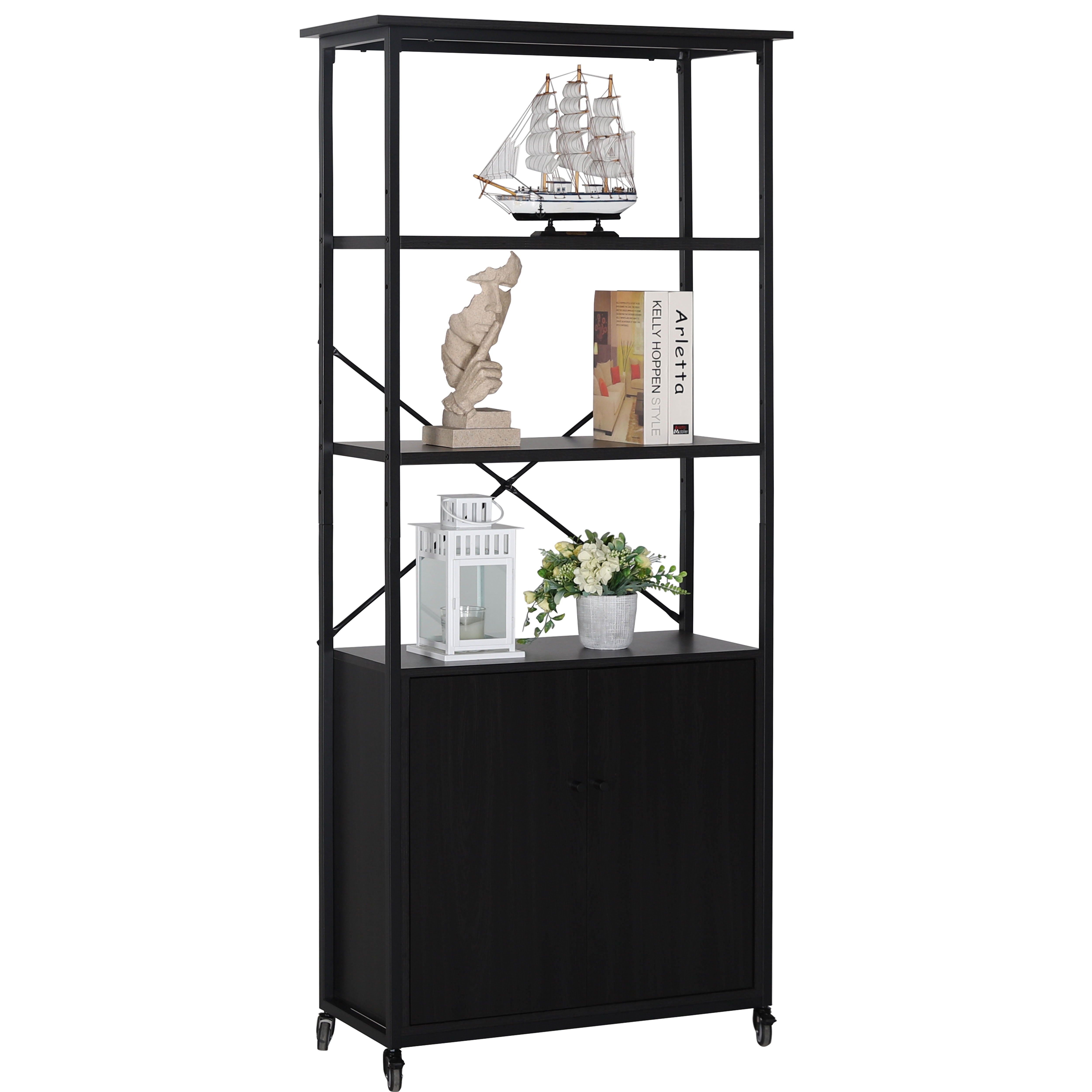 VEIKOUS 72'' Tall Bookshelf with and 3Tier Open Shelves