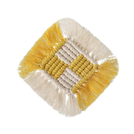 

Sanwood Macrame Coasters Insulated Nordic Style Cotton Handmade Boho Coasters Heat Protection Mat for Bar Kitchen Tool