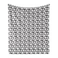 thumbnail image 1 of Leaves Soft Flannel Fleece Throw Blanket, Jungle Pattern Foliage Silhouettes Monochrome Composition Exotic Monsteras, Cozy Plush for Indoor and Outdoor Use, 60" x 80", Black and White, by Ambesonne, 1 of 6