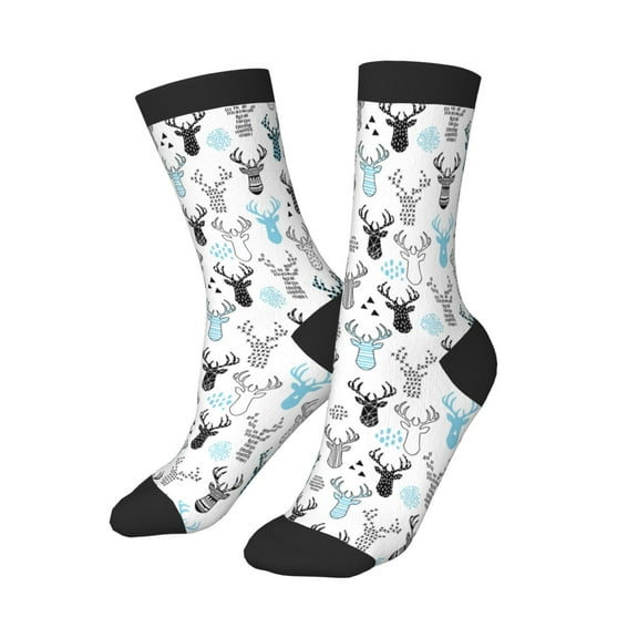 Kids Girls Boys Socks - Winter Art Blue and Black Moose Comfort Breathable Crew Socks for Boys Girls Kids, Soft Athletic Running Socks for Boys Socks 6-10 Years Old