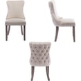 thumbnail image 4 of Velvet Upholstered Dining Chairs Set of 2, Wingback Kitchen Room Accent Chairs with Solid Wood Leg, Dinner Chairs with Nailhead Trim & Button Tufted Back, 4 of 7
