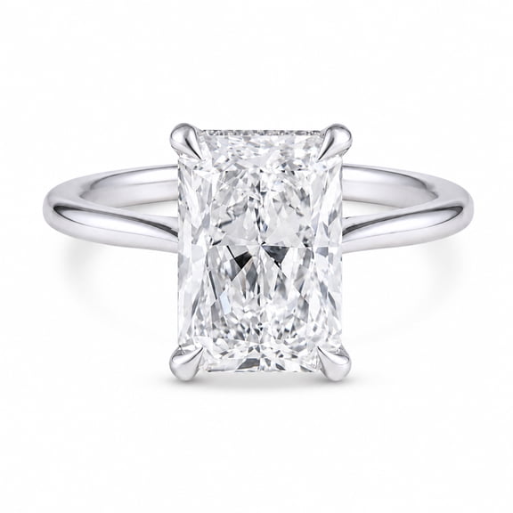AFFY Hidden Halo Solitaire Engagement Ring For Women 3.00 Carat (Ctw) Radiant & Round Cut Lab Grown Diamond Ring In 14K White Gold Over Sterling Silver Jewelry Size-4