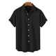 thumbnail image 1 of Camisas Elvqul para Hombre Economicas Negro Manga Corta Liso Solapa Botones, 1 of 7