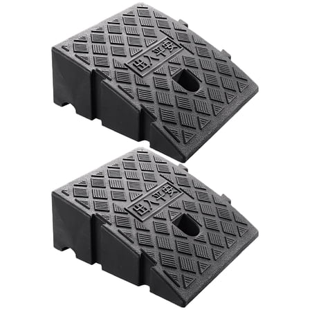 2 Pack PVC Driveway Curb Ramps - 9.8"x10.6" Sturdy Threshold Ramp for Scooters Wheelbarrows & Two-Wheeled Carts, Lightweight with Interlock Design & Hardware