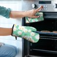 thumbnail image 2 of Green Daisy Flower Yellow Centers Pattern Kitchen Oven Mitt and Pot Holder Sets 2 Pcs for Baking, Cooking and Grilling, Heat Resistant Up To 392 °F, 2 of 7