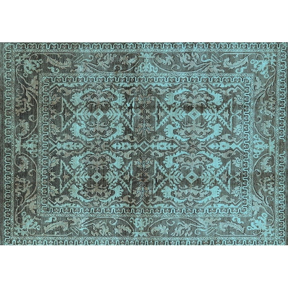 Ahgly Company Indoor Rectangle Oriental Light Blue Traditional Area Rugs, 7' x 10'