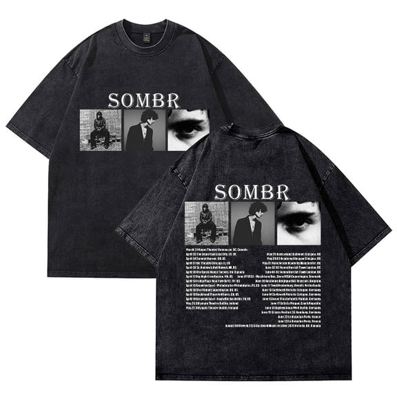 Sombr Washed T-shirt fashion for men and women, fashionable street wear, adult cotton short sleeved T-shirt
