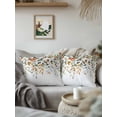 thumbnail image 3 of Waterproof Outdoor Throw Pillows with Inserts 18"x18" Set of 2,Orange Green Eucalyptus Leaves Soft Decorative Pillowcases for Bedroom,Fall Botanical Watercolor Pillow Covers for Sofa Living Room, 3 of 8