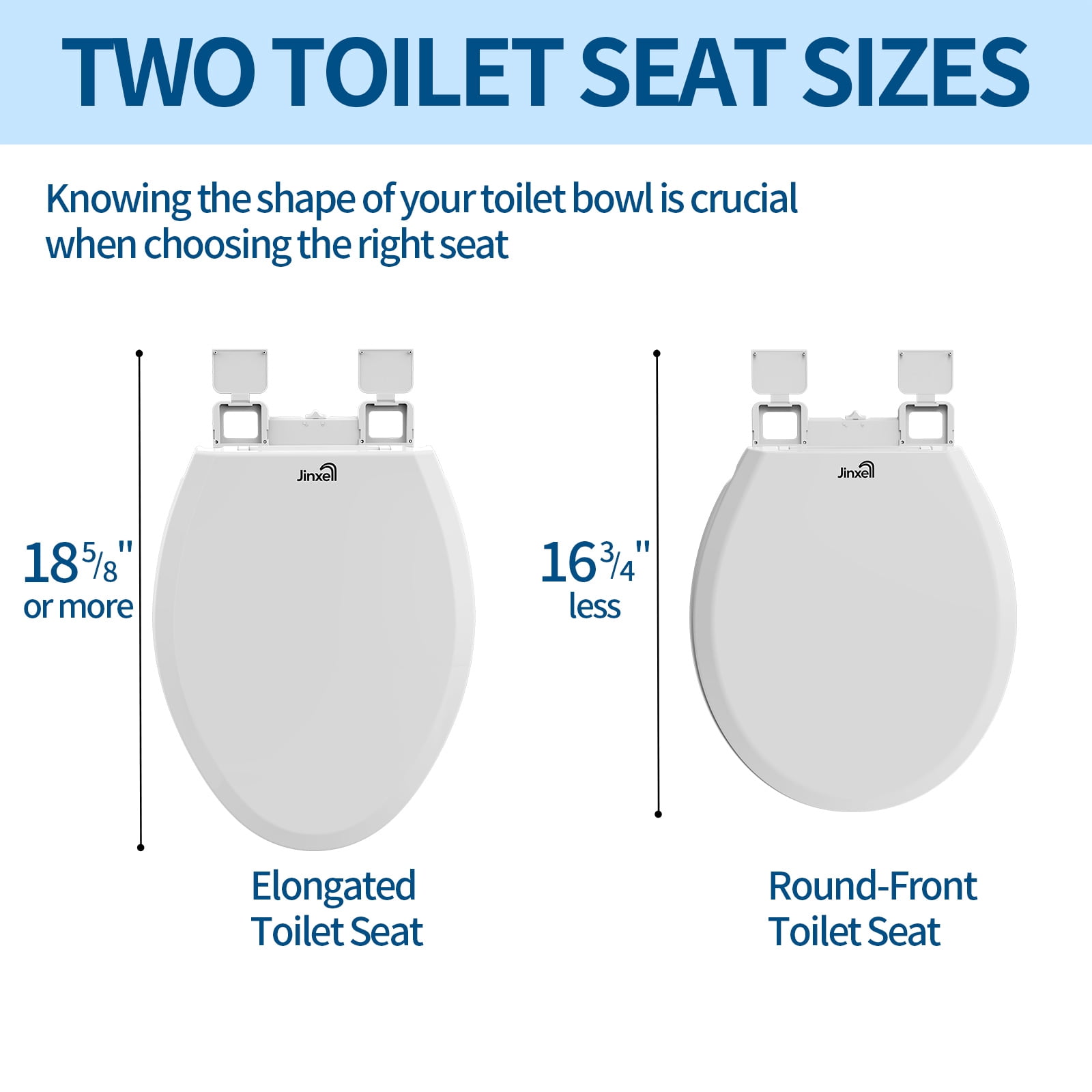 Jinxell Toilet Seat with Bidet- Non-Electric, Self-Cleaning Dual Nozzles for Frontal & Rear Wash, Adjustable Water Pressure, Slow-Close Lid,in Easy Install, Advanced 360° Self-Clean, Dual Nozzles,
