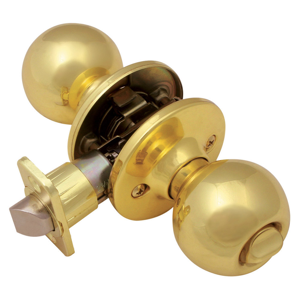 Design House 782599 Pro Ball Bed and Bath Door Knob, Polished Brass