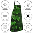 thumbnail image 4 of Green Clovers Wood Adjustable Apron with 2 Pockets, St Patrick's Day Chef Bib Gift for Kitchen Cooking BBQ, 4 of 7