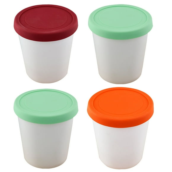 BRIGHTFUFU 4pcs helado congelador contenedores de almacenamiento redondo postre tazas de yogurt