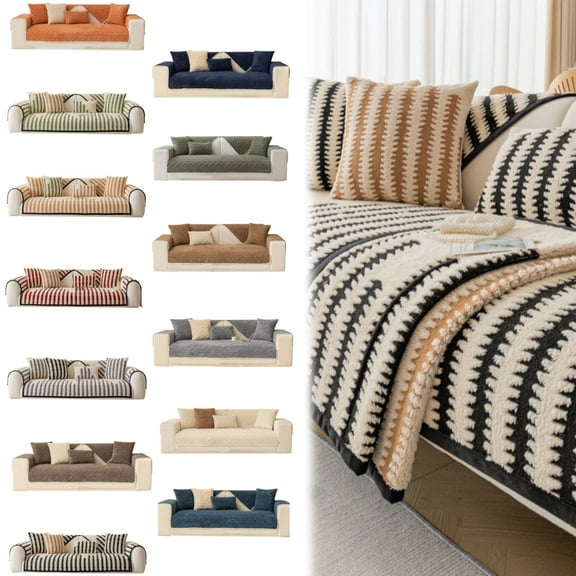 1X Sofa Cushion Thickened Soft Plush Sofa Decoration Couch Cover Warm Plush Sectional Couch Cover Fuzzy Furry Non Slip Sofa Slipcover Furniture Protector Sofa Cover