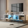 thumbnail image 3 of MODERNLUXE 67" TV Stand for TVs up to 75", Modern TV Console Table with LED lights,Storage Cabinets and 4 Doors,Rectangle Entertainment Center for Living Room,White, 3 of 8