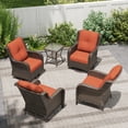 thumbnail image 3 of MeetLeisure 5 Piece Wicker Patio Furniture Set, 2 Swivel Rocker Chairs, 2 Rattan Armchairs, 1 Side Table, High Back, Deep Seating, Thick Cushions for Deck Porch, Orange, 3 of 10