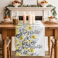 thumbnail image 3 of Yellow Floral Cotton Linen Table Runner for Dining Kitchen, Farmhouse Spring Flowers Leaves Wedding Outdoor Party Tablerunners Decoration, Dresser Scarf Coffee Tablecloth Runners 13x48 Inches, 3 of 8