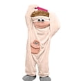 thumbnail image 3 of Silly Goofy Onesie for Kids- Frog Onesie Funny Monster Pajamas Fleece Jumpsuit Hooded Cozy Loose Fit Plush Loungewear,with Comb (No Shoes Included) Beige 4-5 Years, 3 of 10