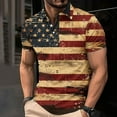 thumbnail image 2 of Men's Patriotic Polo Shirt Button Down Blouse Independence Day Tops USA Flag Printed Short Sleeve Blouses Collared Top Dressy Casual Tshirt Anti-Wrinkle&nbsp;Travel&nbsp;Polo&nbsp;Shirts, 2 of 5