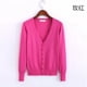 thumbnail image 1 of Suéter de punto con botones para mujer, chaqueta holgada con cuello en V, Tops informales de manga larga, 4XL talla grande, primavera y otoño, 2023, 1 of 5
