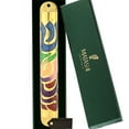 thumbnail image 2 of Matashi Gold Hand Painted Enamel Mezuzah with Hebrew Shin – Pewter Door Decor for Jewish Home Blessing and Housewarming, 2 of 7